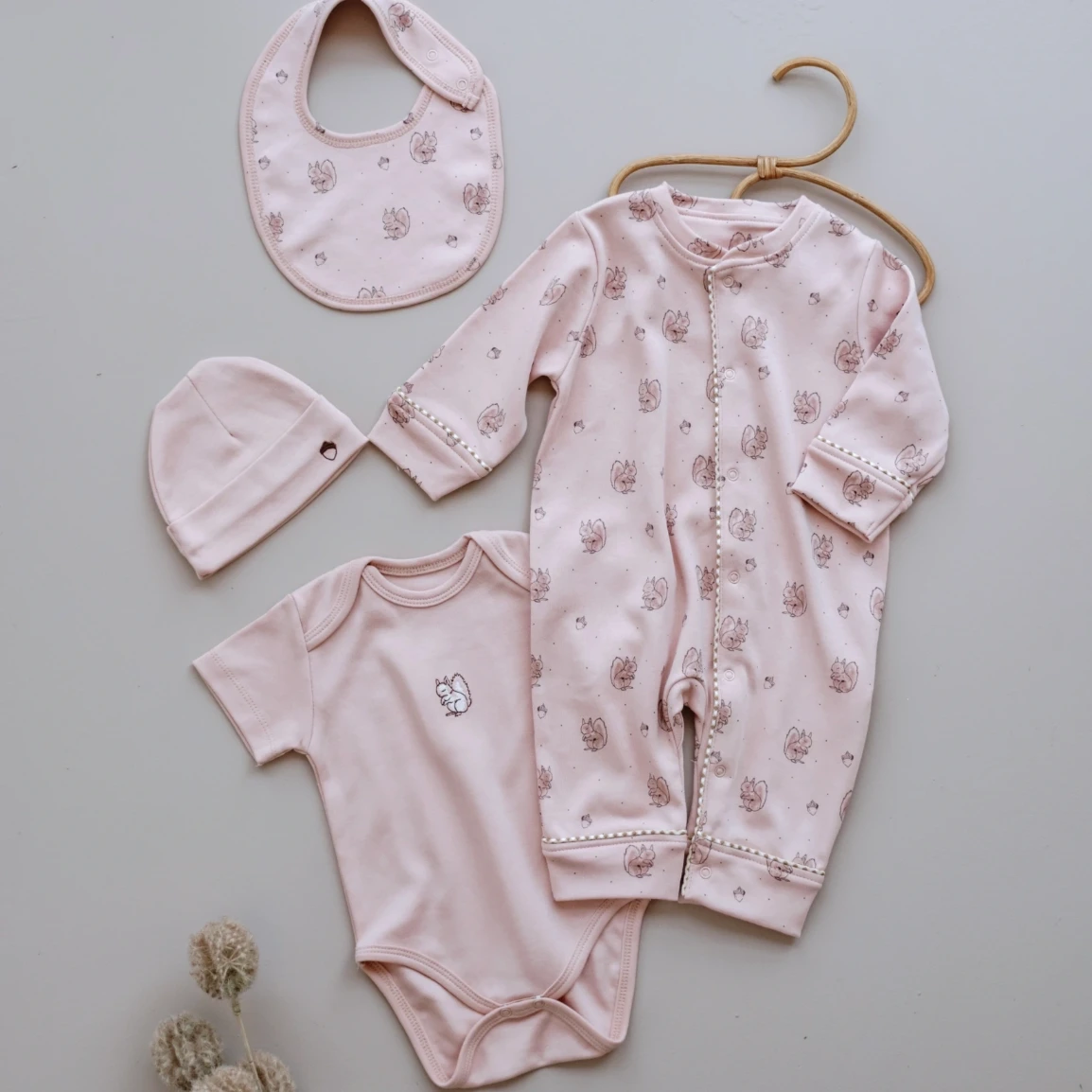 Pink Chipmunk Newborn 4-Piece Set