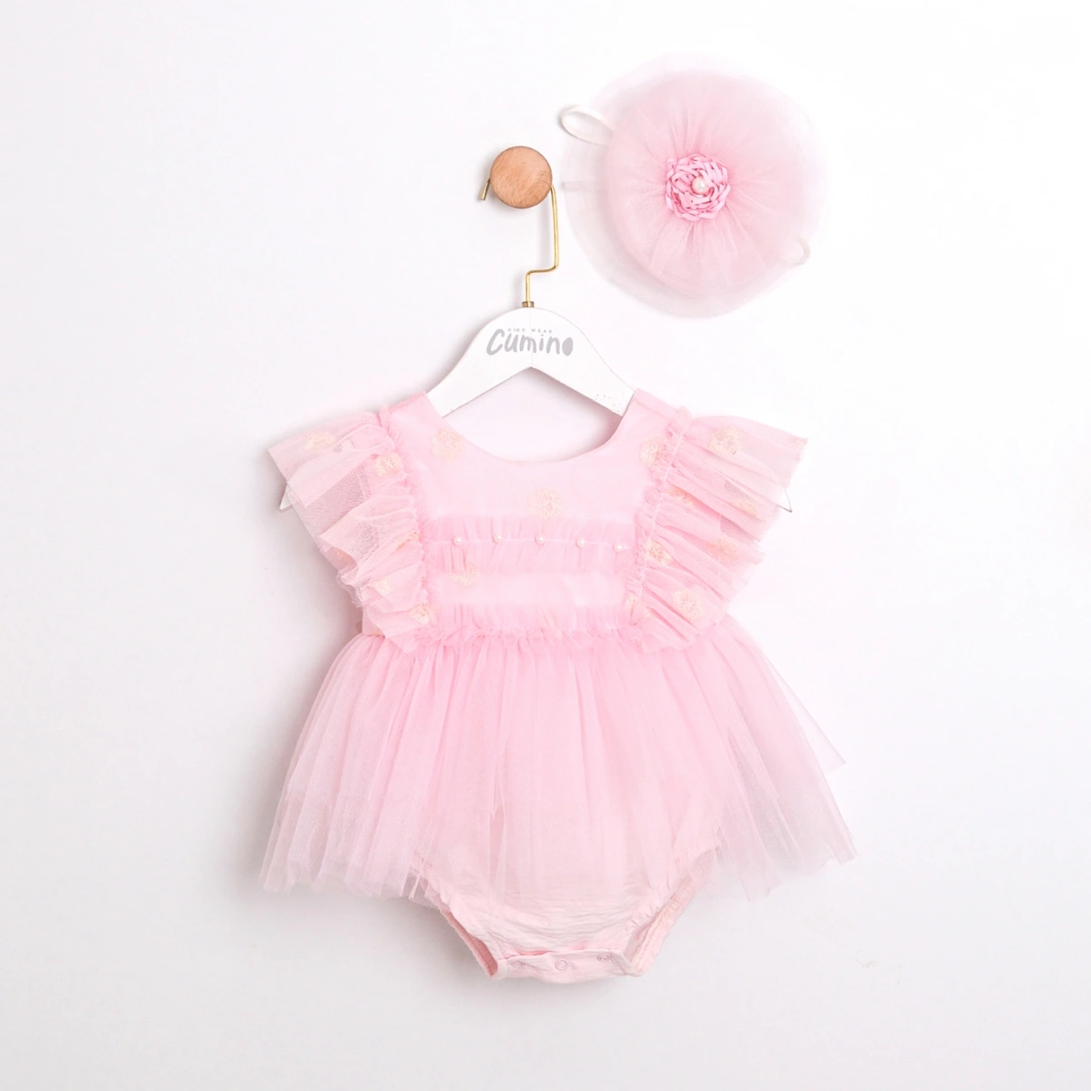 Rosebud Tulle Baby Girl Romper Dress